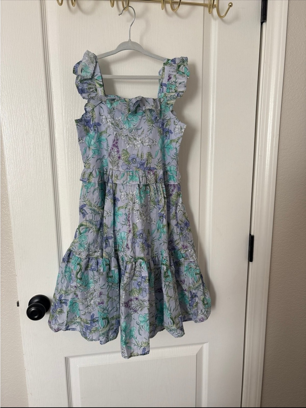 Janie & Jack Girls Floral Ruffle Strap Dress in Lavender